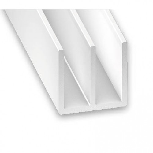 PVC Double Channel White 21mm x 6.5mm x 2m
